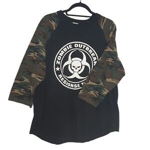 Shaka Active Zombie Outbreak Response Team Raglan Camo Sleeve Tee Shirt Mens 2XL